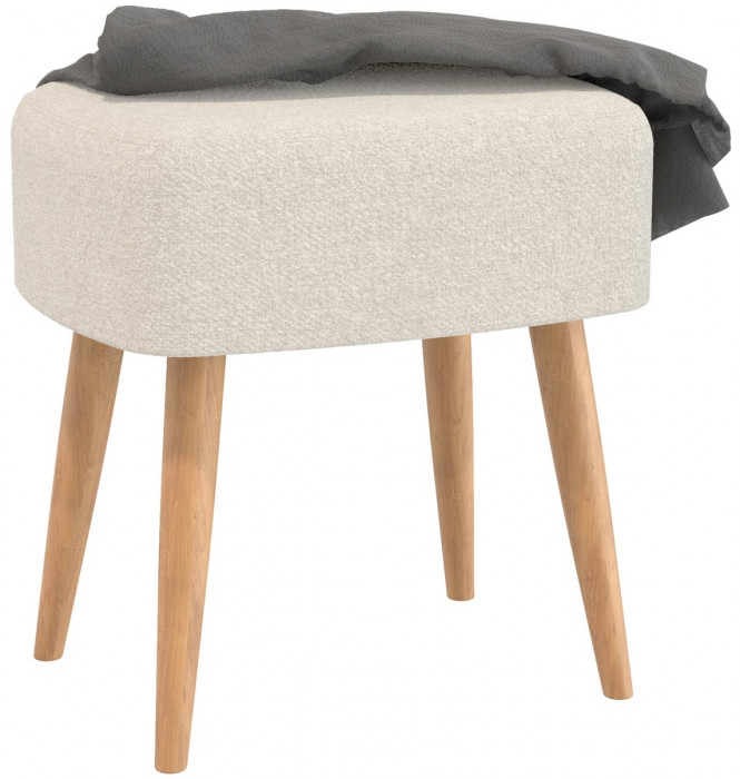 Банкетка 6-5135ТКШбеж Полли, цвет ткань бежевая, ШхГхВ 44х34х45 см.(прямоугольная банкетка на четырёх ножках), цвет ножек: тик