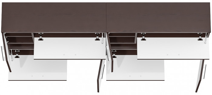 Две тумбы ТВ С-МД-С1-1000, цвет венге/белый шагрень, ШхГхВ 200х30х93 см., НЕ универсальная сборка