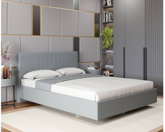 Кровать с латами Соло 160*200, Светло-серый