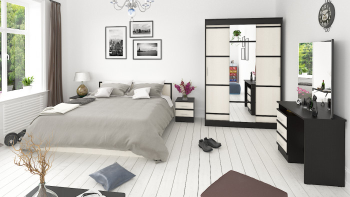 Сакура Кровать с ящиками 1800 + тумба, венге/дуб лоредо