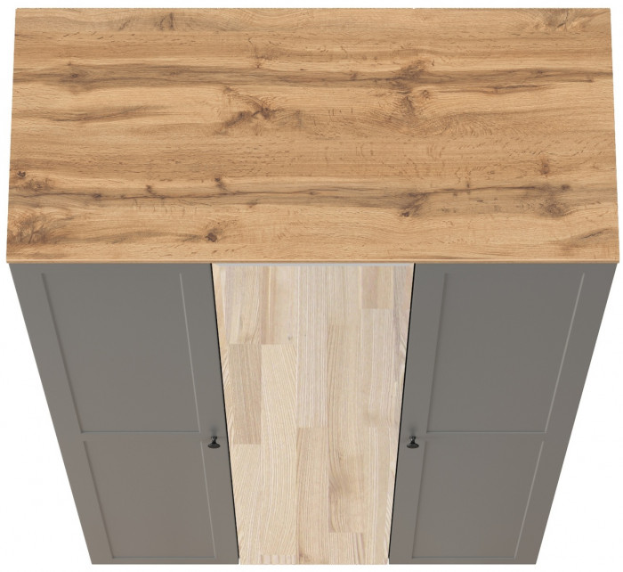 Остин 13.336.03 Шкаф для одежды(три двери, на средней есть зеркало), цвет серый графит/дуб крафт золотой, ШхГхВ 120х54,6х229,8 см., ун. сборка