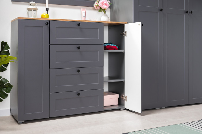 Остин Прихожая 21, цвет серый графит/дуб крафт золотой, ШхГхВ 160х54,3х229,6 см., универсальная сборка