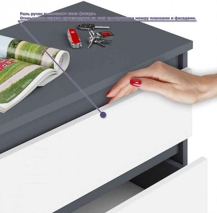 Мори компьютерный стол МС-16 правый + Тумба ТМП400.1 + Полка 1200, графит/белый