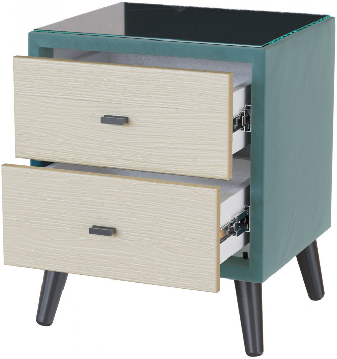 Тумба прикроватная интерьерная Ланс бирюза/мдф клен кремовый