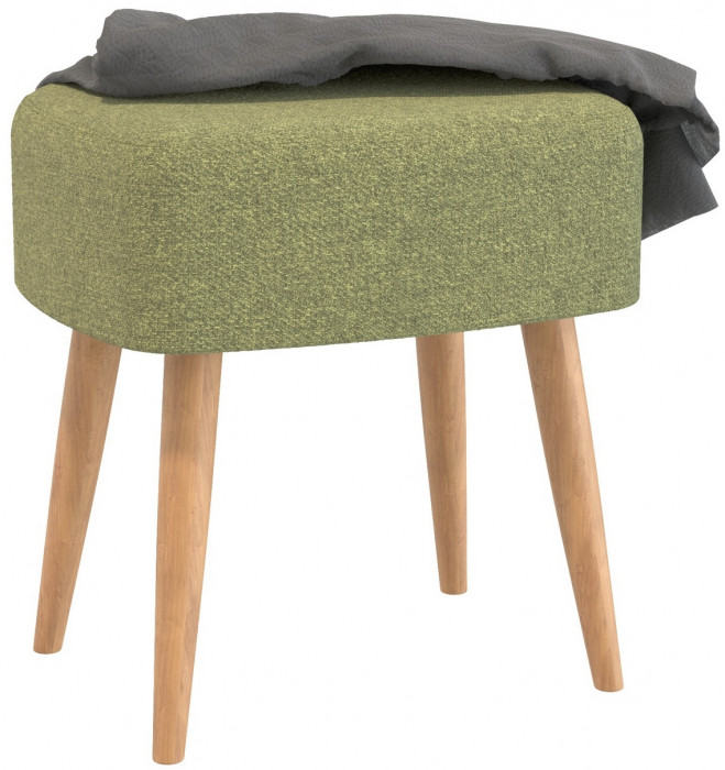Банкетка 6-5135ТКШзел Полли, цвет ткань зелёная, ШхГхВ 44х34х45 см.(прямоугольная банкетка на четырёх ножках), цвет ножек: тик