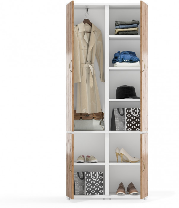 Лидер-8 Модуль Пенал МД 21Б + Пенал МД 22Б, белый шагрень/крафт золото