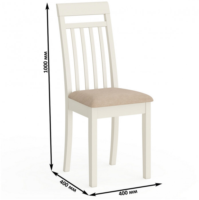 Три стула Мебель--24 Гольф-11 разборных, цвет слоновая кость, обивка ткань велюр бежевый 05, ШхГхВ 40х40х100 см., от пола до верха сиденья 47 см.