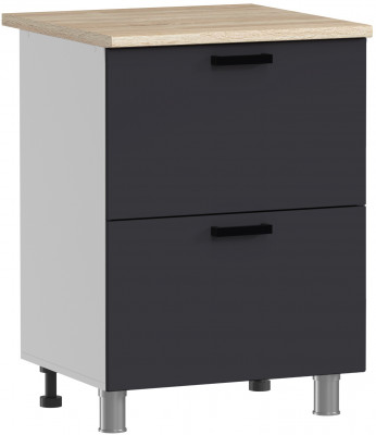 МК Аленушка Н2Я 600 Лаванда Сталь, скоба черный (с черной столешницей)