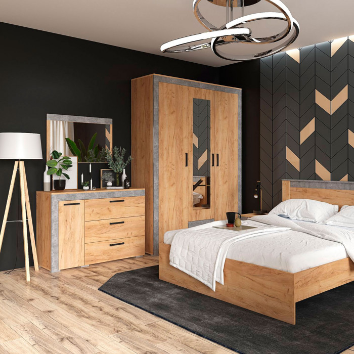 Зеркало Адель (790*540*32) дуб крафт золотой/ателье светлое