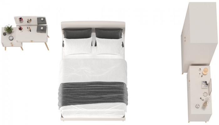 Афина Спальня 05-1400, цвет кашемир серый, сп.м. 1400х2000 мм., б/м, основание есть - фанера