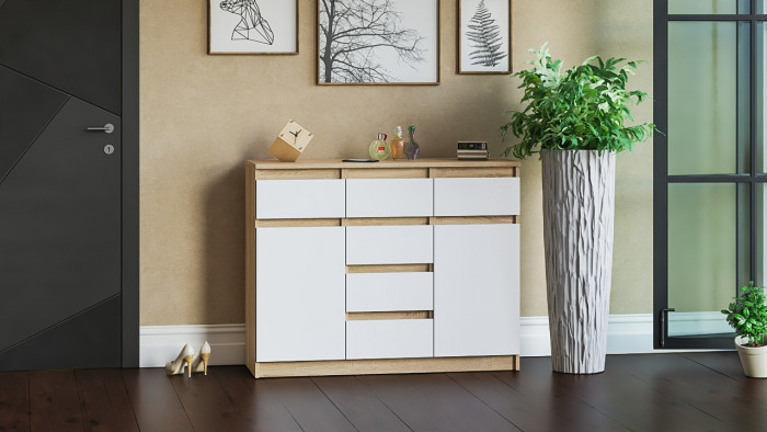 Мори Комод МК1200.4, цвет дуб сонома/белый, ШхГхВ 120,4х41х94 см.