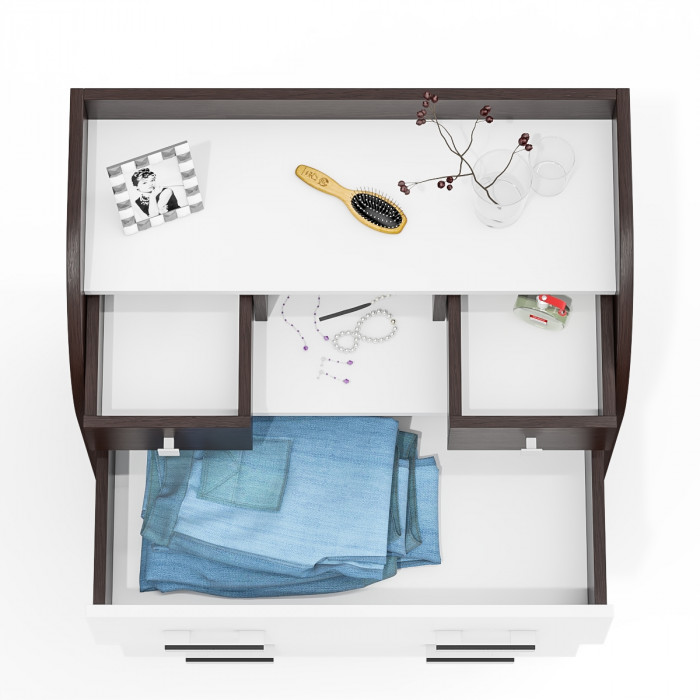 Комод С-МД-К6 (Шесть), цвет венге/белый шагрень, ШхГхВ 80х43х110 см., 6 ящиков