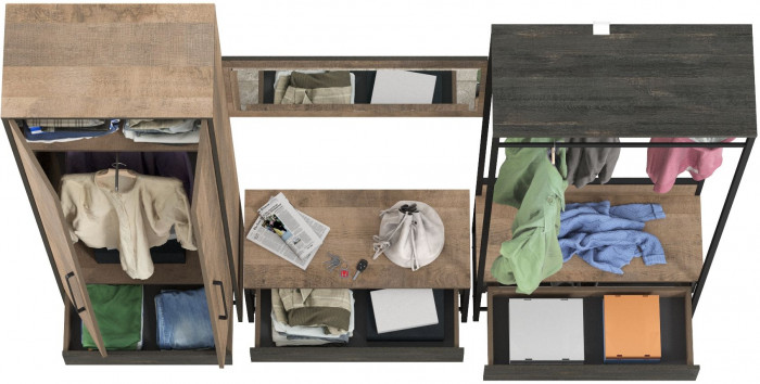 Трувор Прихожая 230, дуб гранж песочный/интра