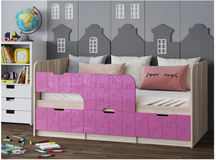 Детская кровать Юниор-9, 80х180 (Лайм глянец, Ясень шимо светлый)