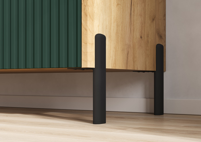 Оливия Комод дуб крафт/браш мени грин (металл)