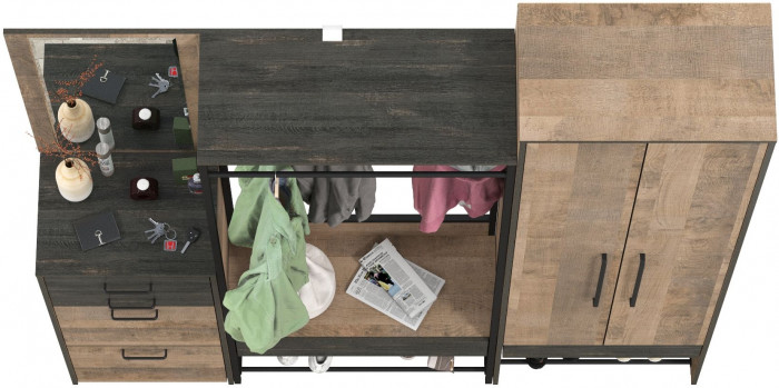 Трувор Прихожая 232, дуб гранж песочный/интра