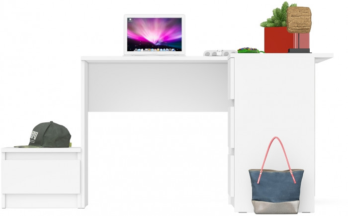 Мори компьютерный стол МС-16 правый + Тумба ТМП400.1, белый