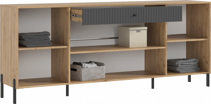 Оливия Комод дуб крафт/графит софт (металл)