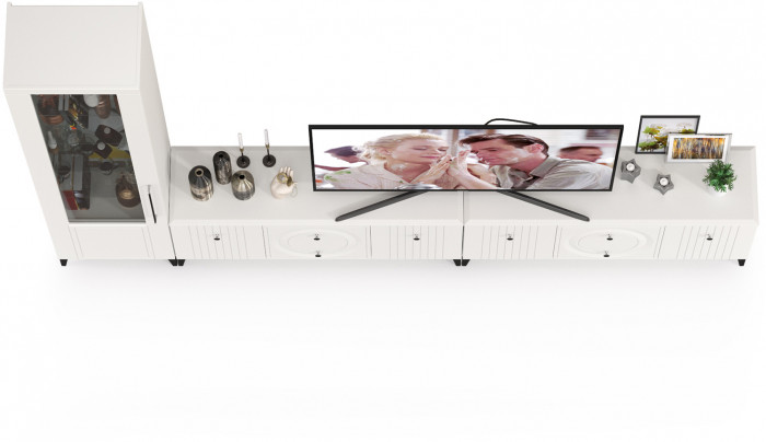 Валенсия Гостиная № 079, ЛДСП белый шагрень/МДФ белый шагрень