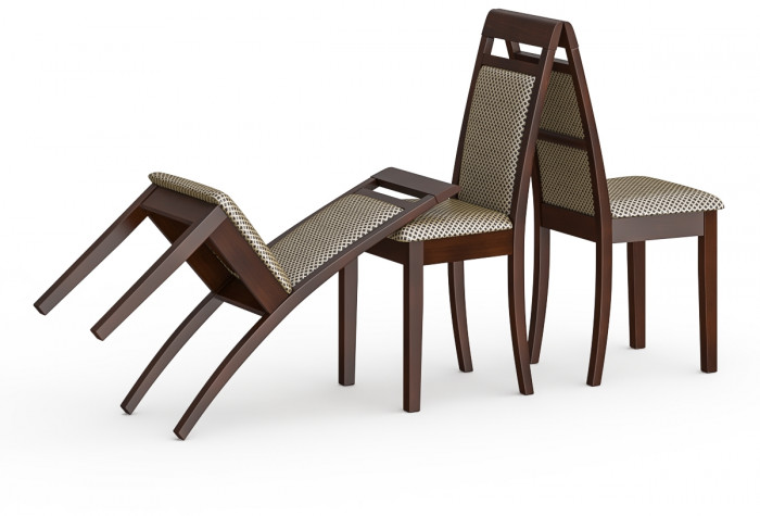 Три стула Мебель--24 Гольф-12 разборных, цвет орех, обивка ткань руми 812/8, ШхГхВ 40х40х100 см., от пола до верха сиденья 47 см (мягкая спинка)