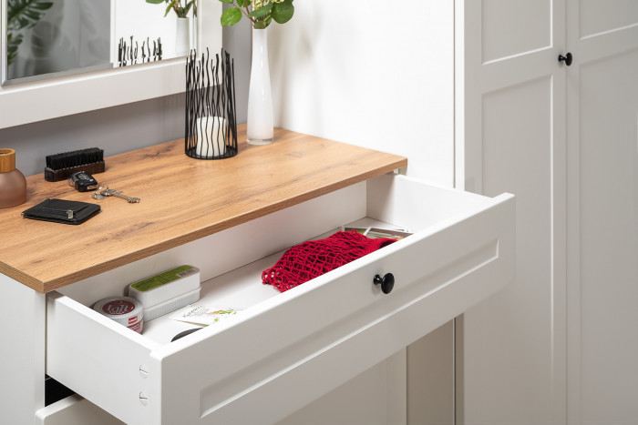 Остин Прихожая 46, белый шагрень/дуб крафт золотой