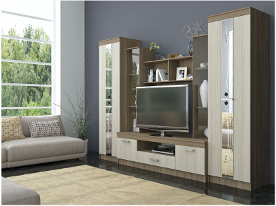 Гостиная Атлантида 2 ЛДСП (Ясень шимо темный / светлый)