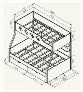 Дельта-20.02 Детская двухъярусная кровать, Голубой