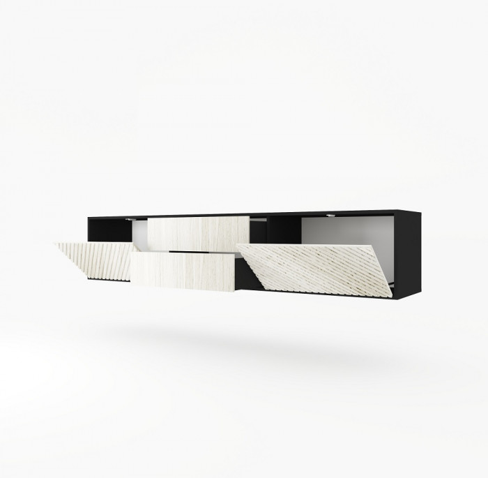 Тумба под телевизор "Шелтон" - Черный/Дуб сиена белый