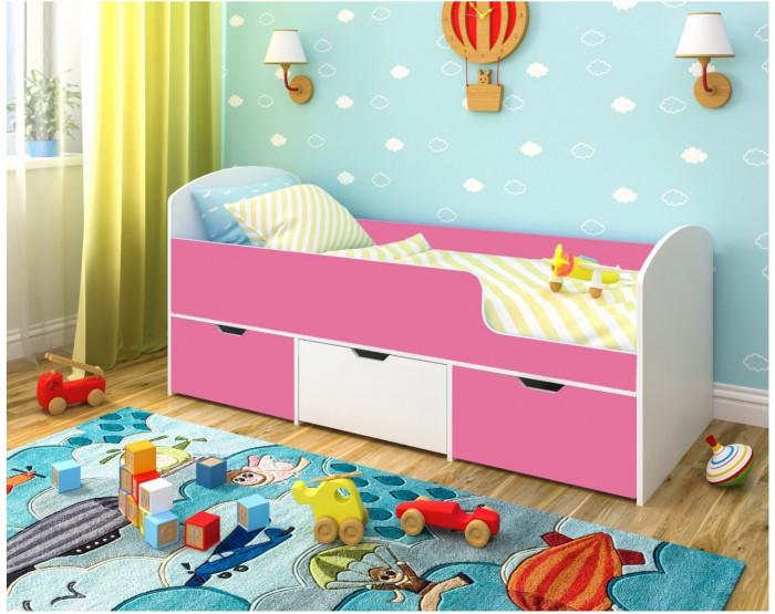 Кровать Малыш Мини (Дуб молочный/Оранжевый)