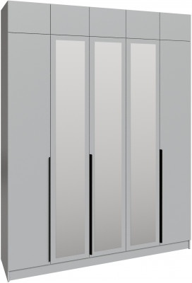 Шкаф 2,0 с антресолью и зеркалом Мадрид, Камень серый