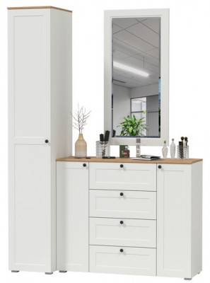 Остин Прихожая 20, цвет белый шагрень/дуб крафт золотой, ШхГхВ 160х54,3х229,6 см., универсальная сборка