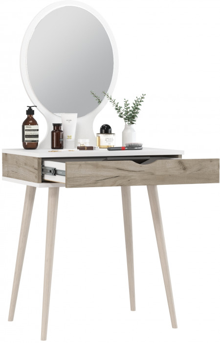 Трюмо 4-25912бел/дкс, цвет белый/дуб крафт серый, ШхГхВ 62х46,6х134,5 см.