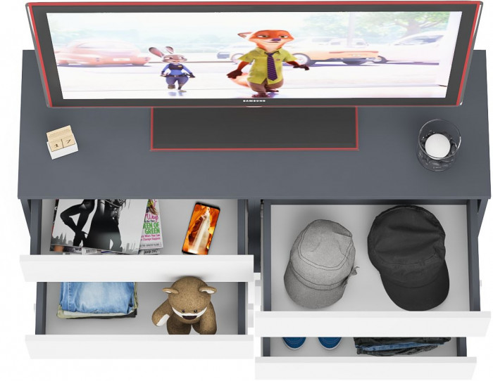 Мори Комод МК1200.6, цвет графит/белый, ШхГхВ 120,4х41х73 см.