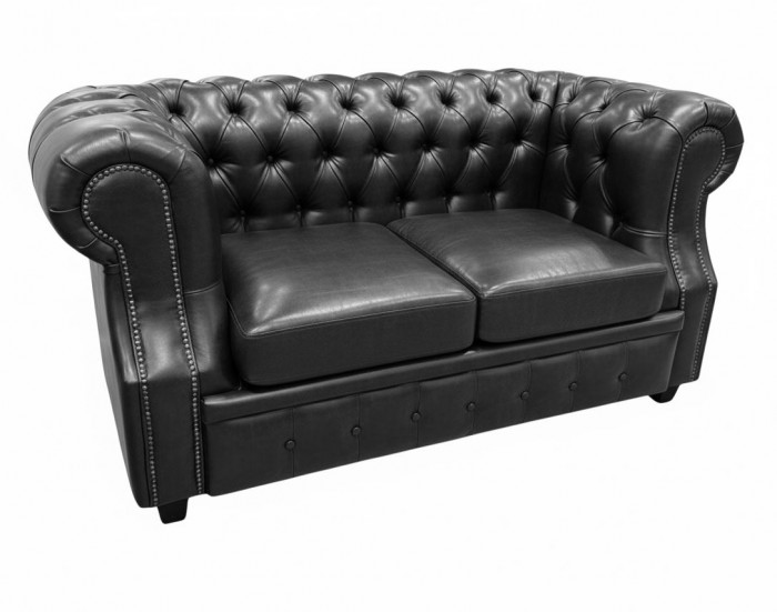 Диван Честер ЛОФТ 2-х местный, черный