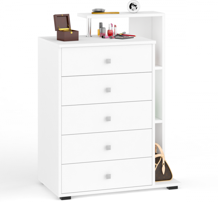 Камелия спальня № 3 Кровать 1600 + Две тумбы + Стол косметич. + Зеркало + Комод + Шкаф 4-х, цвет белый, сп.м. 1600х2000 мм., б/м, осн. есть