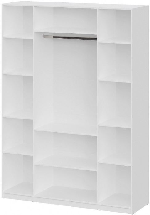 Шкаф распашной с наполнением (11 полок + штанга) ШК 5 (1600), Белый