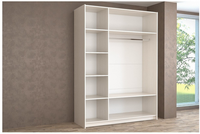 Шкаф-купе Иннэс-5 1400 Ф1/Ф2, Белый глянец/Бодега белая