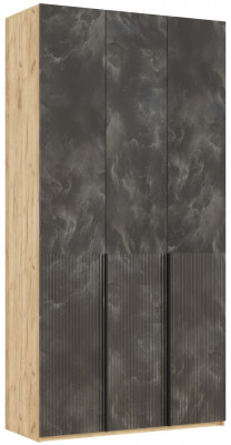Марвэл Шкаф 3-х створчатый 1200, с доп.ящиками, Дуб крафт/Мальта грей