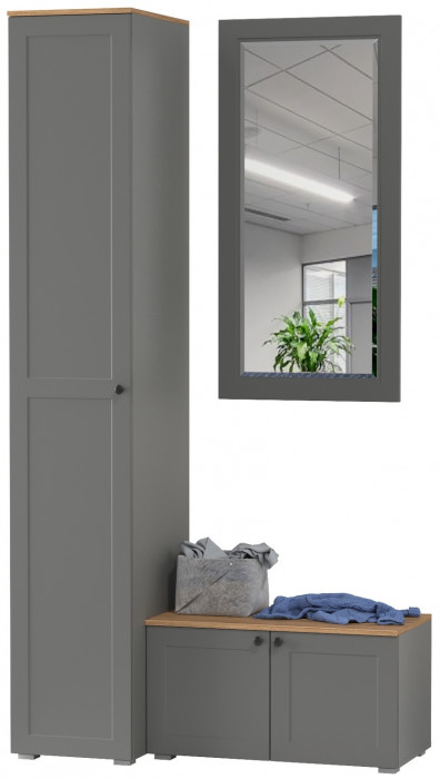 Остин Прихожая 24, цвет серый графит/дуб крафт золотой, ШхГхВ 120х54,3х229,6 см., универсальная сборка