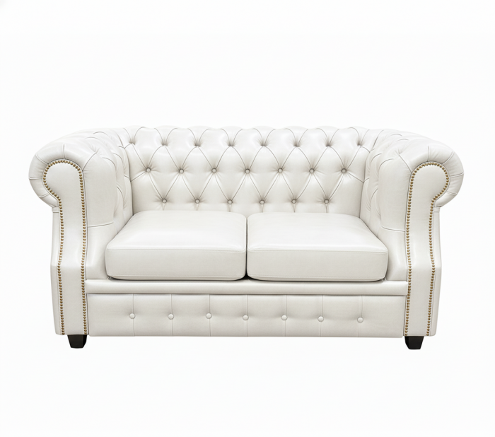 Диван Честер ЛОФТ 2-х местный, белый