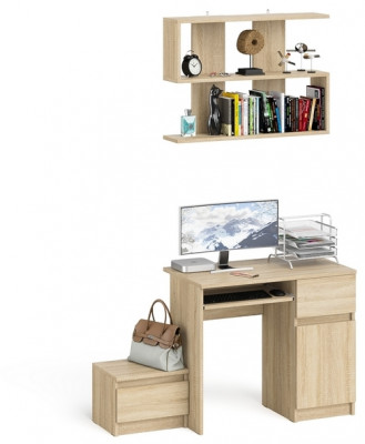 Мори компьютерный стол МС-1 правый + Тумба ТМП400.1 + Полка 900, дуб сонома