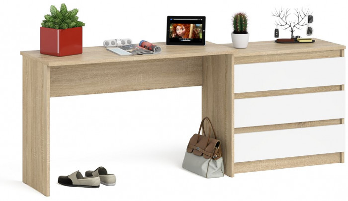 Мори письменный стол МСП1200.1 + Комод МК800.1, дуб сонома/белый