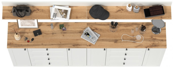 Остин Прихожая 69, цвет белый шагрень/дуб крафт золотой, ШхГхВ 240х41,9х160 см.