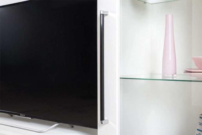 Валенсия Гостиная № 116, цвет ЛДСП белый шагрень/МДФ белый шагрень, ШхГхВ 272,3х38,4х225,2 см., универсальная сборка