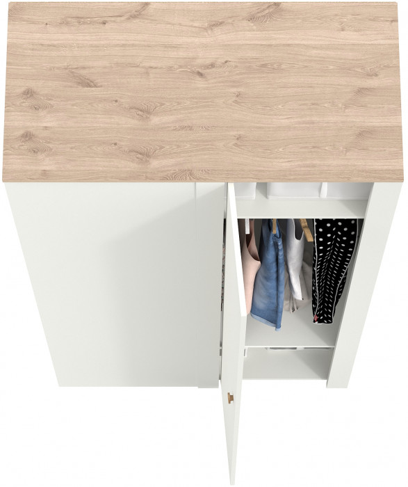 Джастин 13.229 Шкаф угловой, цвет белый шагрень/дуб белый эксклюзив, ШхГхВ 111,4х54,8х225,7 см., универсальная сборка