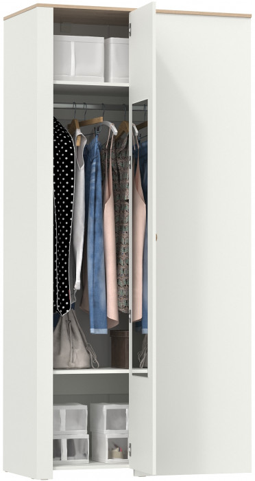 Джастин 13.229 Шкаф угловой, цвет белый шагрень/дуб белый эксклюзив, ШхГхВ 111,4х54,8х225,7 см., универсальная сборка