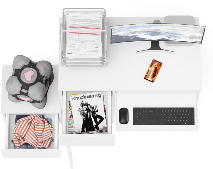 Мори компьютерный стол МС-1 левый + Тумба ТМП400.1, белый