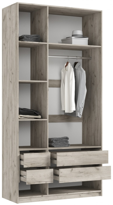 Марвэл Шкаф 3-х створчатый 1200, с доп.ящиками, Крафт серый/Кашемир