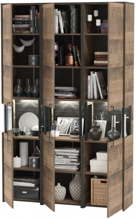 Трувор 13.205 Шкаф-пенал с витриной 3 шт., дуб гранж песочный/интра