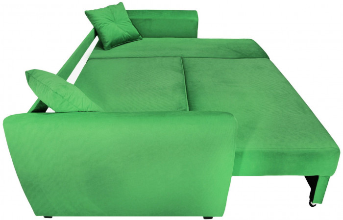 Диван-кровать угловой Амстердам Люкс, 160х200, еврокнижка, независимый пружинный блок, велюр, зеленый